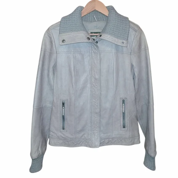 Women's Eddie Bauer Lamb Leather Jacket Medium Light Grey - Picture 6 of 15